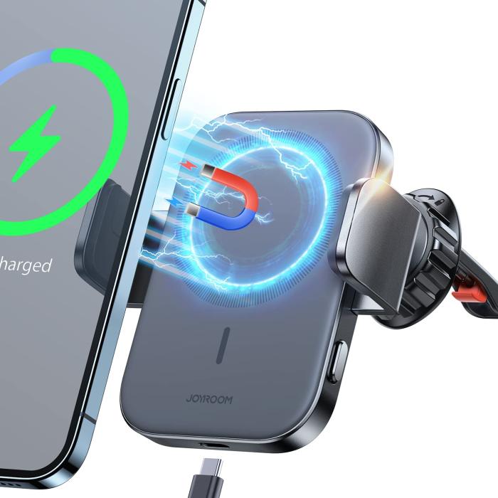 Bild 2, Joyroom 15W MagSafe Qi Laddare För Luftventil Svart