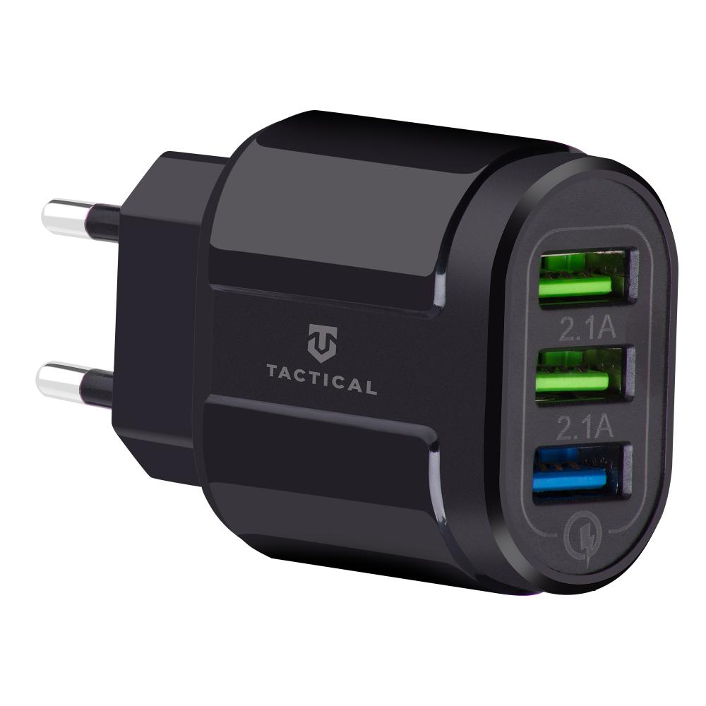 Tactical 30W 3.4A Väggladdare QC 3xUSB-A Svart