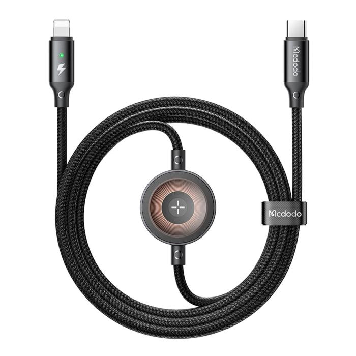 Bild 2, MCDODO 1.5m 36W 2in1 Kabel Med Apple Watch Laddare Svart