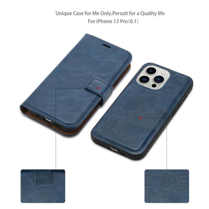 Bild 4, iPhone 15 Plus 2in1 Magnet Fodral Crazy Horse Blå