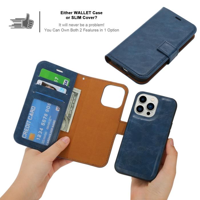 Bild 5, iPhone 15 Plus 2in1 Magnet Fodral Crazy Horse Blå