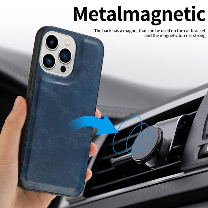 Bild 6, iPhone 15 Plus 2in1 Magnet Fodral Crazy Horse Blå