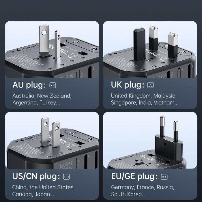 Bild 3, Mcdodo 20W PD Reseadapter 2x USB-A 1x USB-C Svart