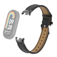 Xiaomi Smart Band 9/8 Armband Äkta Läder Litchi Svart