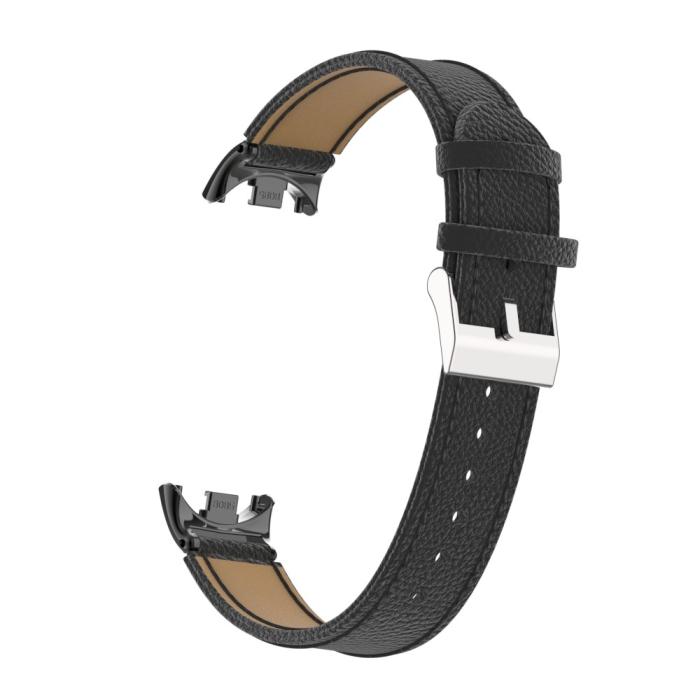 Bild 6, Xiaomi Smart Band 9/8 Armband Äkta Läder Litchi Svart