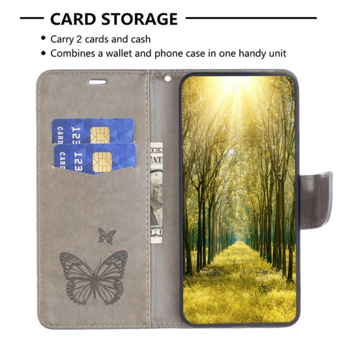 Bild 3, Samsung Galaxy S24 Fodral Fjäril Grå