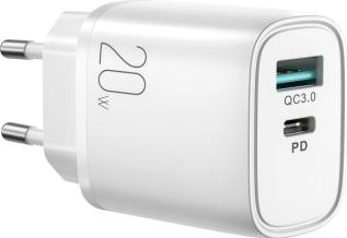 Joyroom 20W PD USB-C / USB-A Väggladdare Vit
