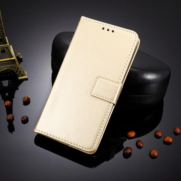 Bild 4, Motorola Edge 30 Fusion 5G Fodral Crazy Horse Läder Guld