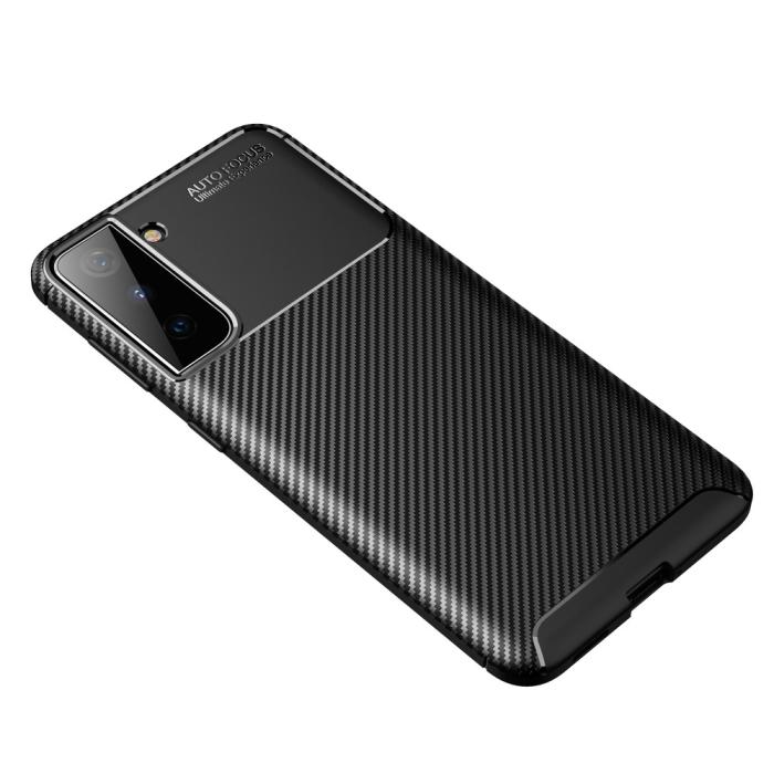 Bild 2, Samsung Galaxy S21 - Kolfiber Textur Skal - Svart