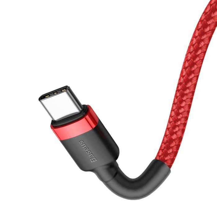 Bild 3, BASEUS 60W 2m Type-C PD Flätad Nylon Kabel - Röd
