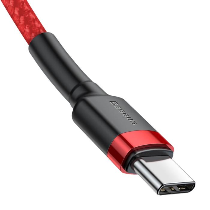 Bild 5, BASEUS 60W 2m Type-C PD Flätad Nylon Kabel - Röd