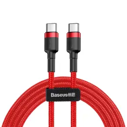 BASEUS 60W 2m Type-C PD Flätad Nylon Kabel - Röd