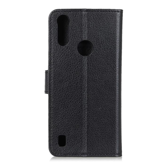 Bild 3, Motorola Moto E6s (2020) - Litchi Plånboksfodral - Svart