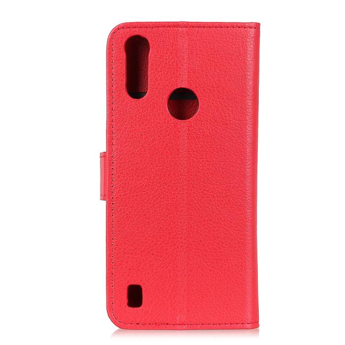 Bild 3, Motorola Moto E6s (2020) - Litchi Plånboksfodral - Röd