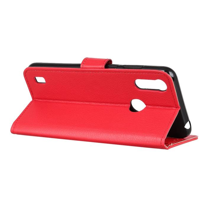 Bild 4, Motorola Moto E6s (2020) - Litchi Plånboksfodral - Röd