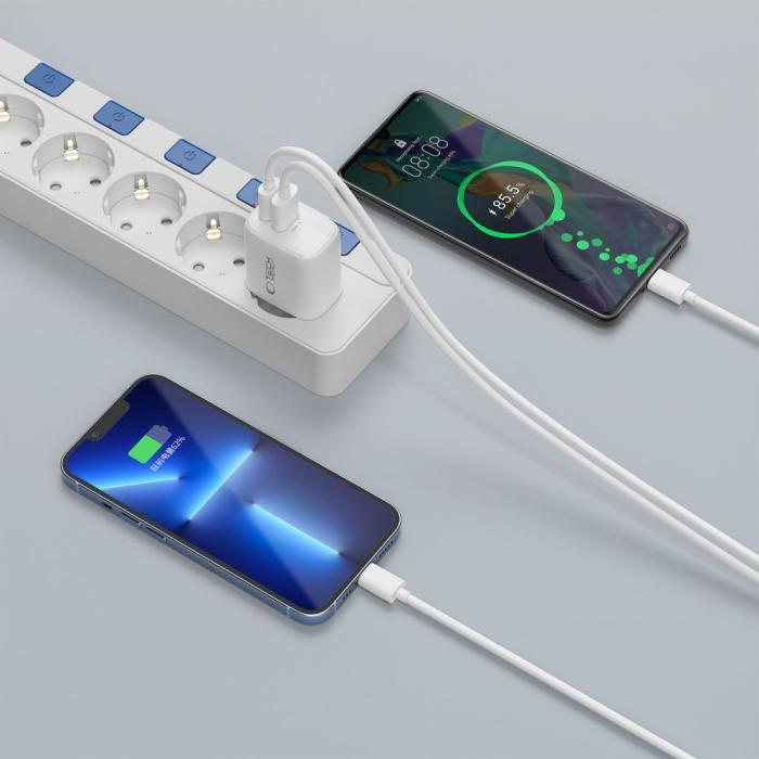 Bild 6, Tech-Protect 20W Väggladdare PD QC3.0 USB-C / USB-A Vit