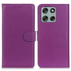 Motorola Moto G56 5G Fodral Litchi L&auml;der Lila