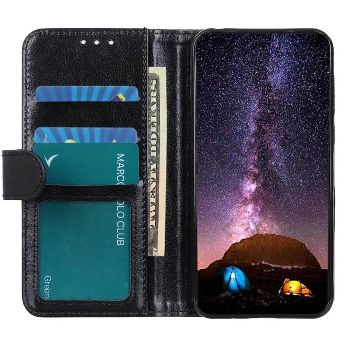 Bild 2, Samsung Galaxy S23 Plus Fodral Crazy Horse Läder Svart