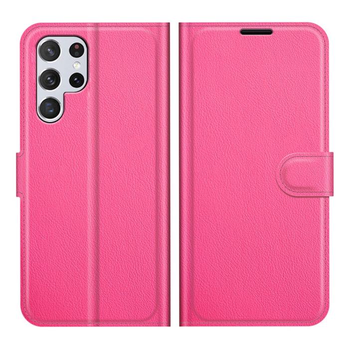 Bild 1, Samsung Galaxy S22 Ultra Fodral Litchi Läder Rosa