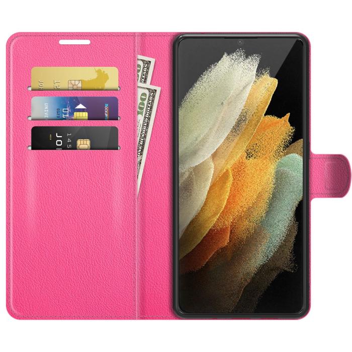 Bild 4, Samsung Galaxy S22 Ultra Fodral Litchi Läder Rosa