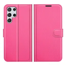 Samsung Galaxy S22 Ultra Fodral Litchi Läder Rosa