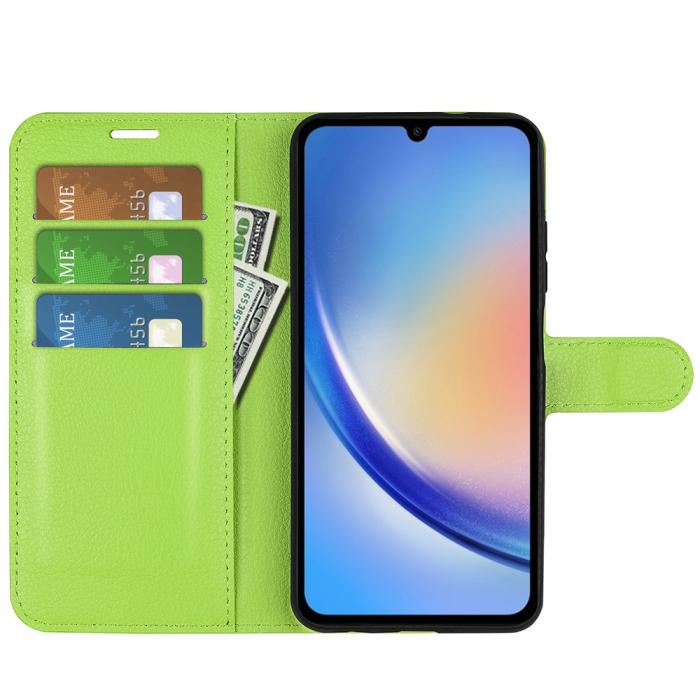 Bild 2, Samsung Galaxy A35 5G Fodral Läder Litchi Grön