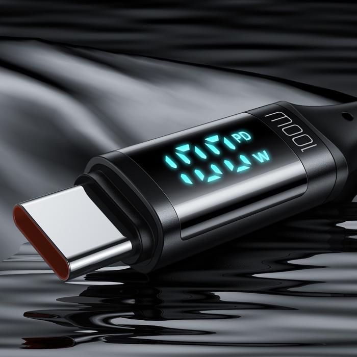 Bild 3, Mcdodo 1.2m 100W USB-C - USB-C LED Snabbladdning Svart