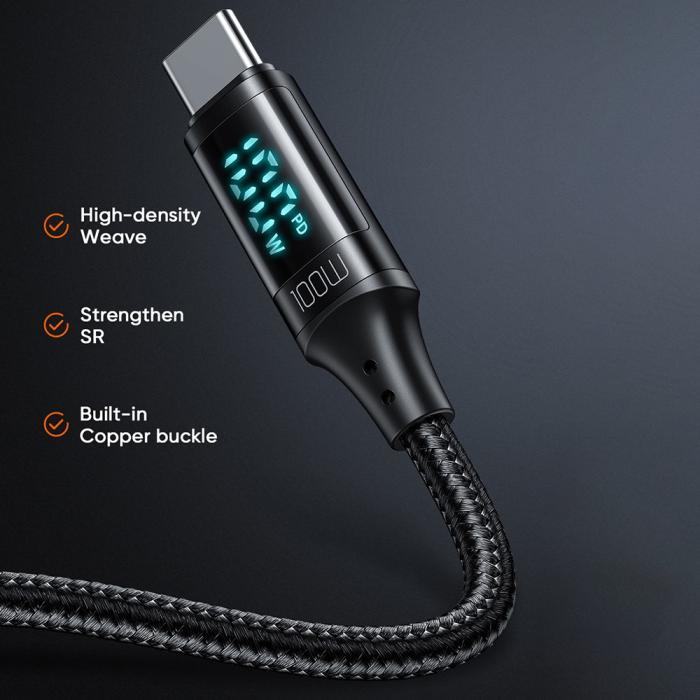 Bild 4, Mcdodo 1.2m 100W USB-C - USB-C LED Snabbladdning Svart