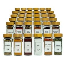 36-Pack Kryddburkar med Bambulock – Kryddset med Svenska etiketter