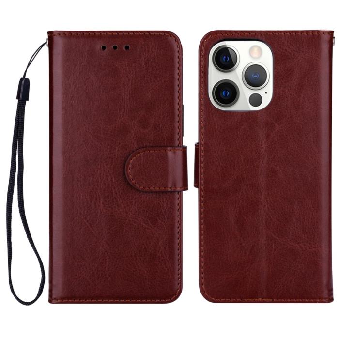 Bild 1, iPhone 13 Pro Max Fodral Crazy Horse Läder Brun
