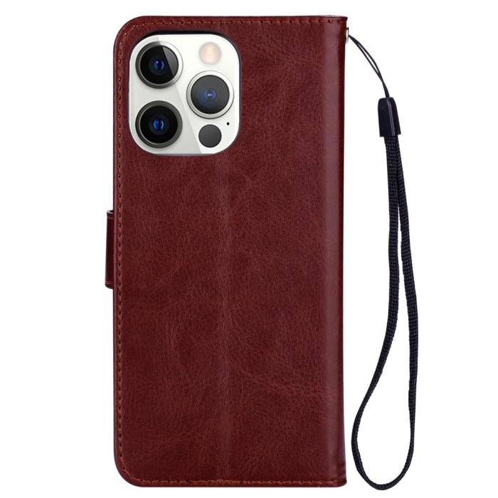 Bild 4, iPhone 13 Pro Max Fodral Crazy Horse Läder Brun
