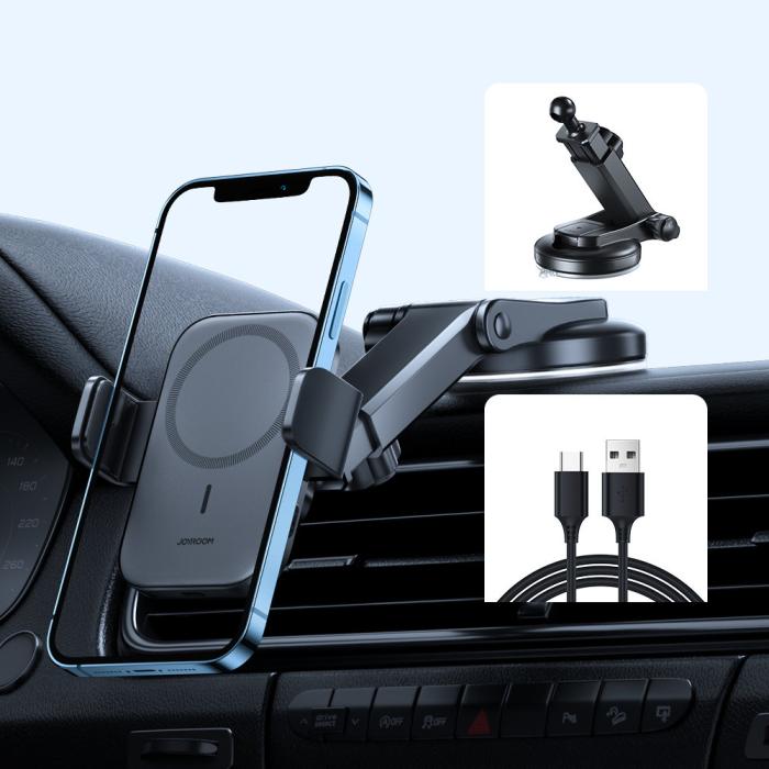 Bild 3, Joyroom 15W MagSafe Qi Laddare För Instrumentpanel Svart