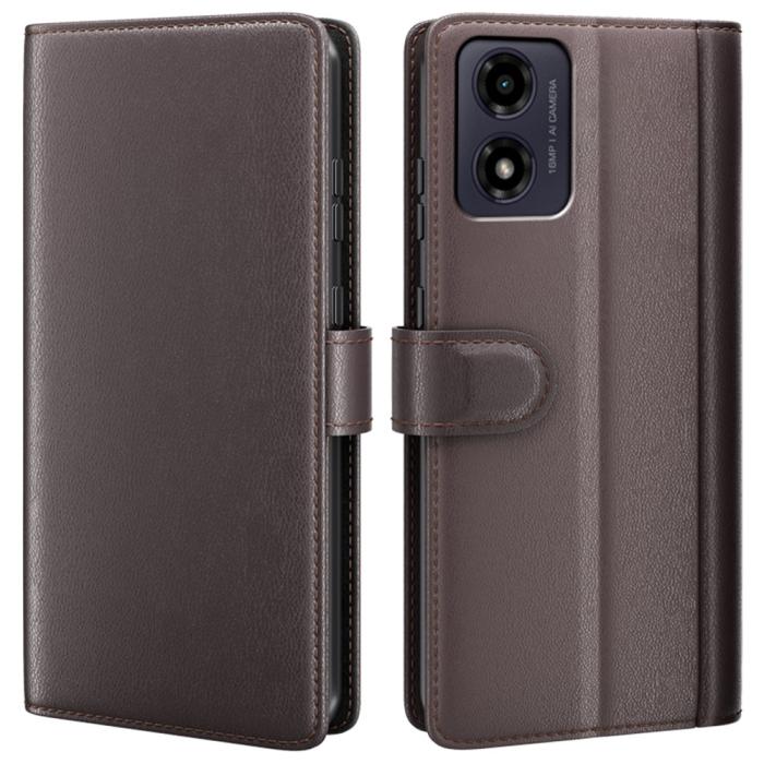Bild 1, Motorola Moto G04 4G/G24 4G Äkta Läder Fodral Brun