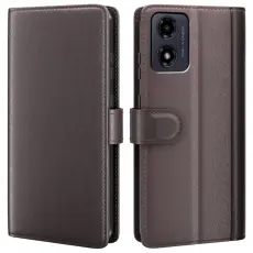 Motorola Moto G04 4G/G24 4G Äkta Läder Fodral Brun