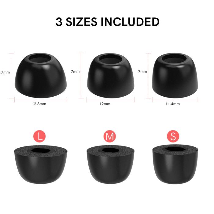 Bild 3, 3-PACK Öronpluggar / Earbuds Galaxy Buds Pro/Buds Pro 2 Svart