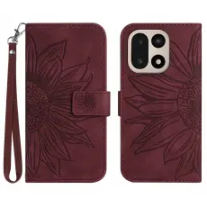 OnePlus 15 Fodral Solros Tryck Vinr&ouml;d