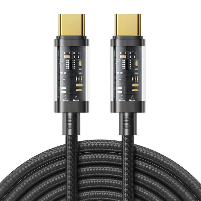 Bild 1, Joyroom 2m 100W USB-C / USB-C Nylonkabel Svart