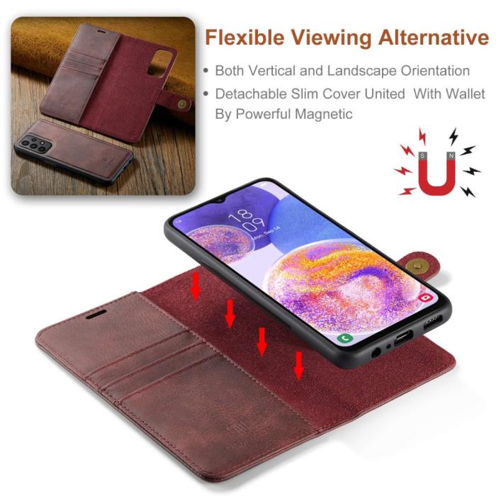 Bild 4, DG.MING Samsung Galaxy A23 5G 2in1 Magnet Fodral / Skal Vinröd