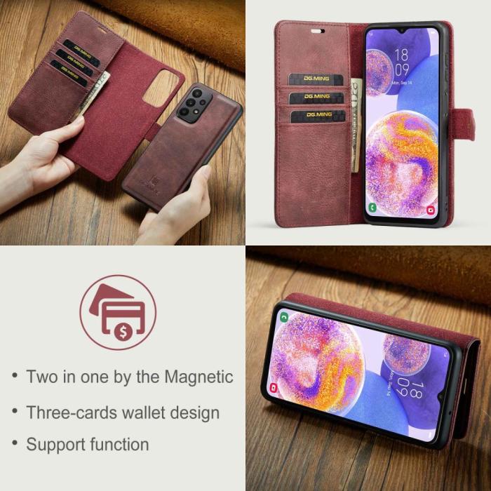 Bild 5, DG.MING Samsung Galaxy A23 5G 2in1 Magnet Fodral / Skal Vinröd