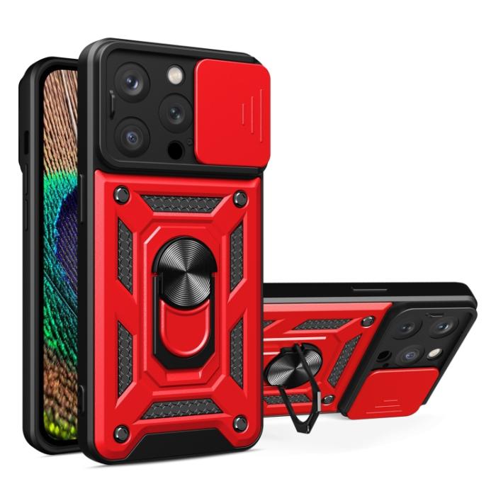 Bild 1, iPhone 15 Pro Skal CamShield Hybrid Ring Röd