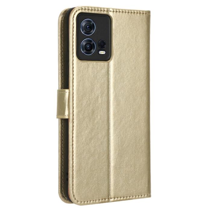 Bild 6, Motorola Edge 30 Fusion 5G Fodral Crazy Horse Läder Guld