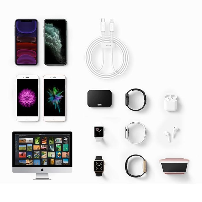 Bild 3, Baseus BMX MFi 1.2m 18W USB-C - Lightning Kabel - Vit
