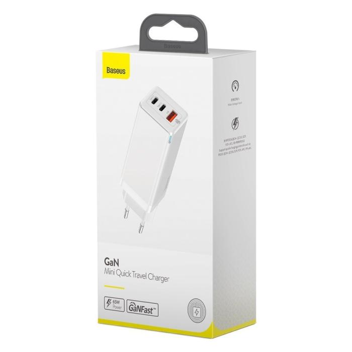 Bild 4, Baseus GaN 65W 3-port PPS Snabbladdare PD - Vit