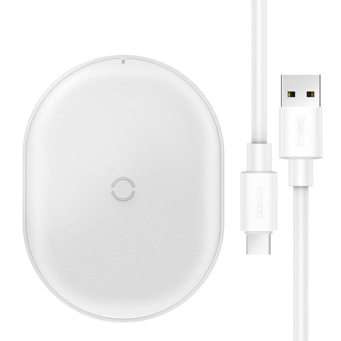 Bild 1, Baseus Cobble 15W Qi Laddare + 1m USB-C Kabel - Vit