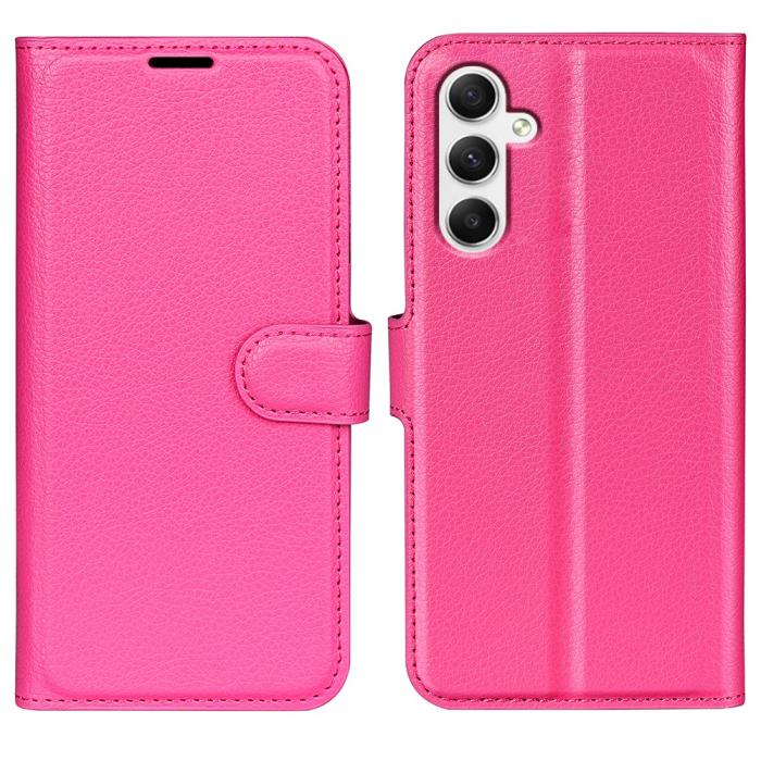Bild 1, Samsung Galaxy A35 5G Fodral Läder Litchi Rosa