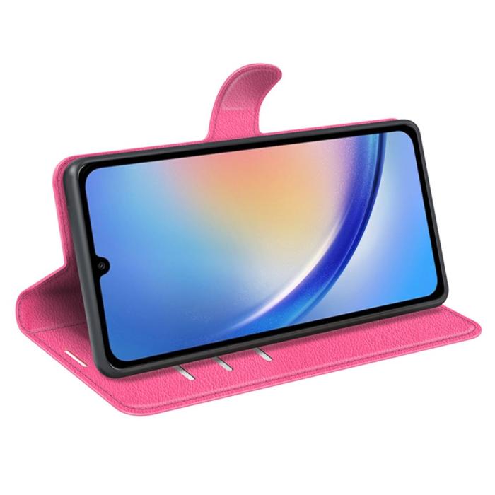 Bild 3, Samsung Galaxy A35 5G Fodral Läder Litchi Rosa