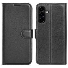 Samsung Galaxy A57 5G Fodral Litchi L&auml;der Svart