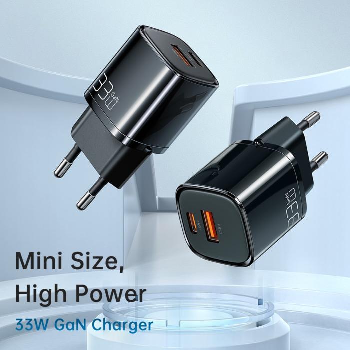 Bild 2, Mcdodo 33W GaN PD USB-C/USB-A Väggladdare Svart