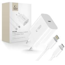 Tech-Protect 20W PD V&auml;ggladdare Inkl. Lightning Kabel Vit