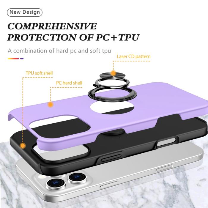 Bild 4, iPhone 16 Pro Skal Med Ringhållare Kickstand Lila